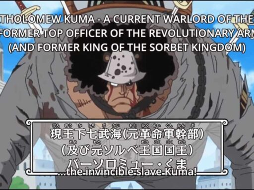 One Piece Chapitre 1085, Oda révèle que Bartholomew Kuma était autrefois un Tenryuubito et a été expulsé de Mary Geoise