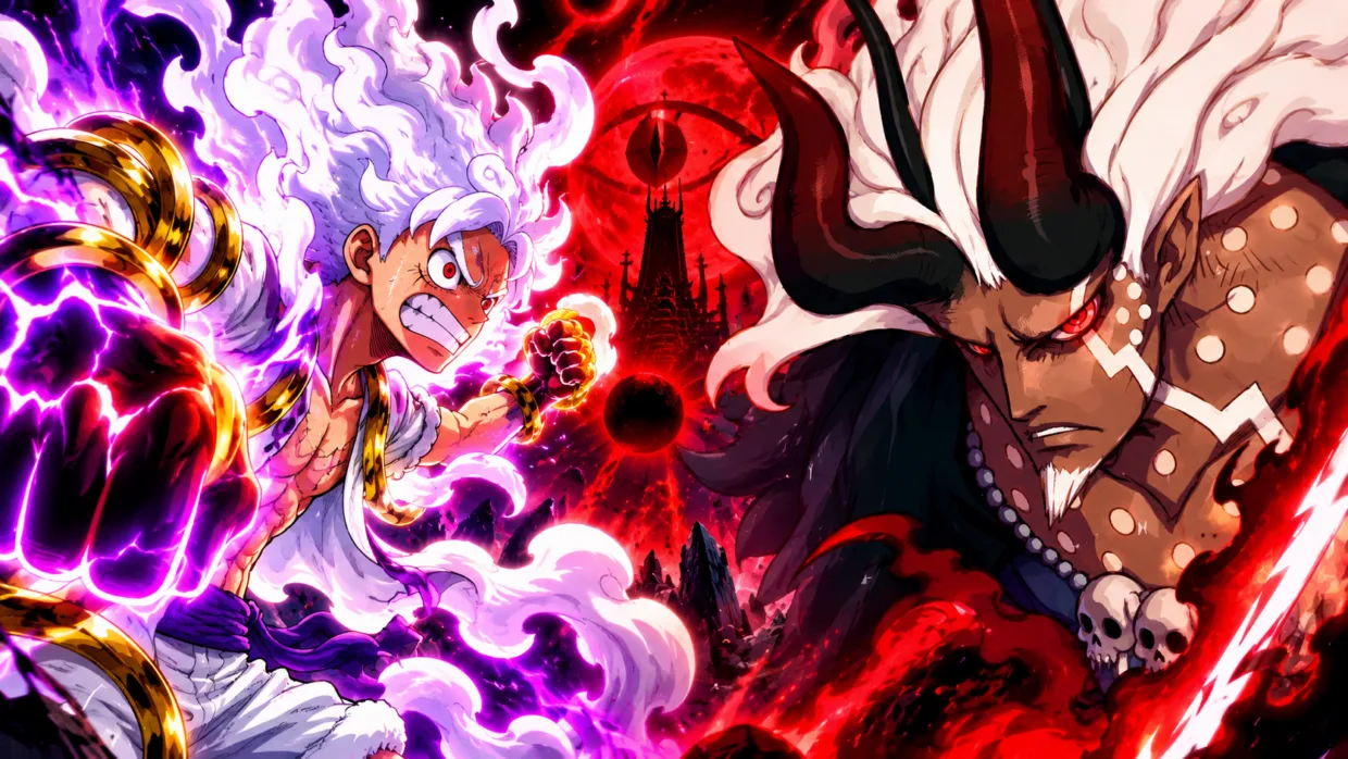 One Piece : Luffy en Dieu de la Destruction face à Imu